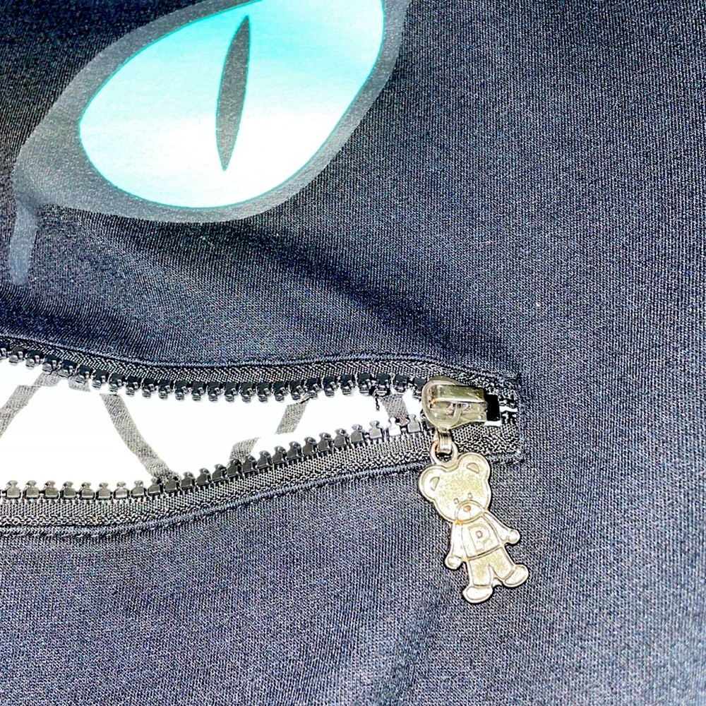 Black cat sweatshirt with zipper mouth and ears on shoulders size small - Picture 7 of 7